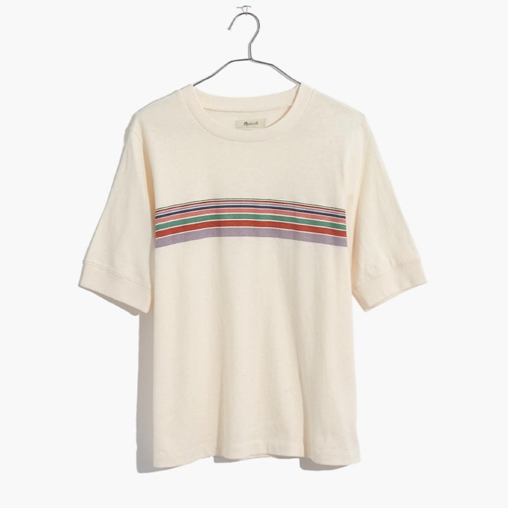 NWT madewell Recycled Cotton Stripe Relaxed Tee